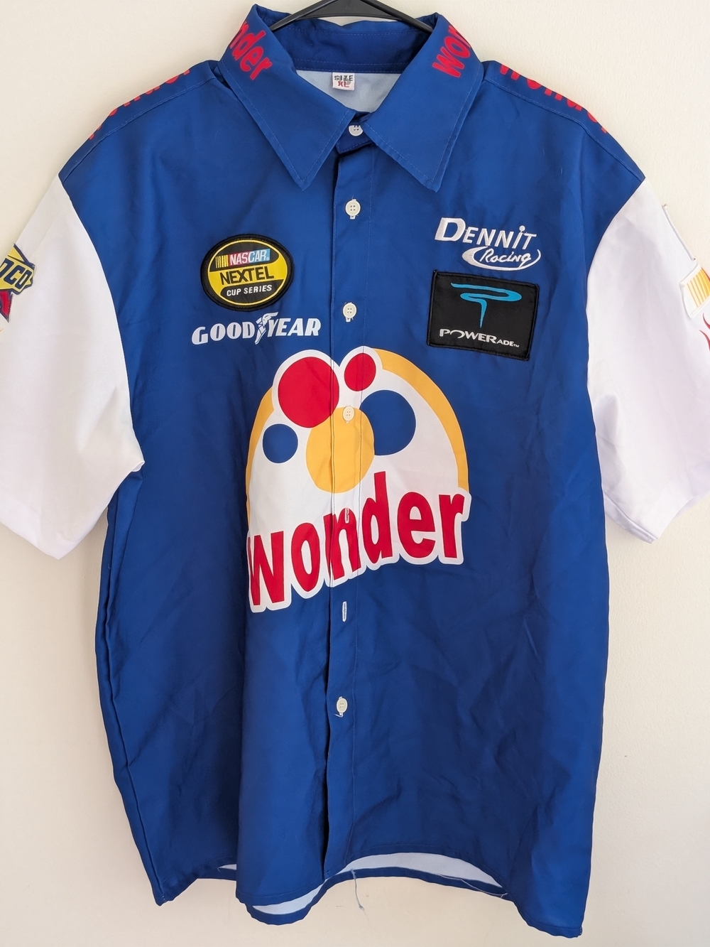Nascar Wonder Blue and White Short-Sleeve Racing Shirt